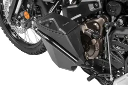 Cassetta porta attrezzi con paramotore - kit retrofit - lato sinistro, acciaio inox, nero per Yamaha Tenere 700