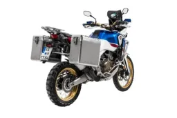 Sistema di valigie ZEGA Mundo per Honda CRF1000L Africa Twin (2018-) / CRF1000L Adventure Sports volume 38/45, colore portapacchi nero, colore alluminio natura